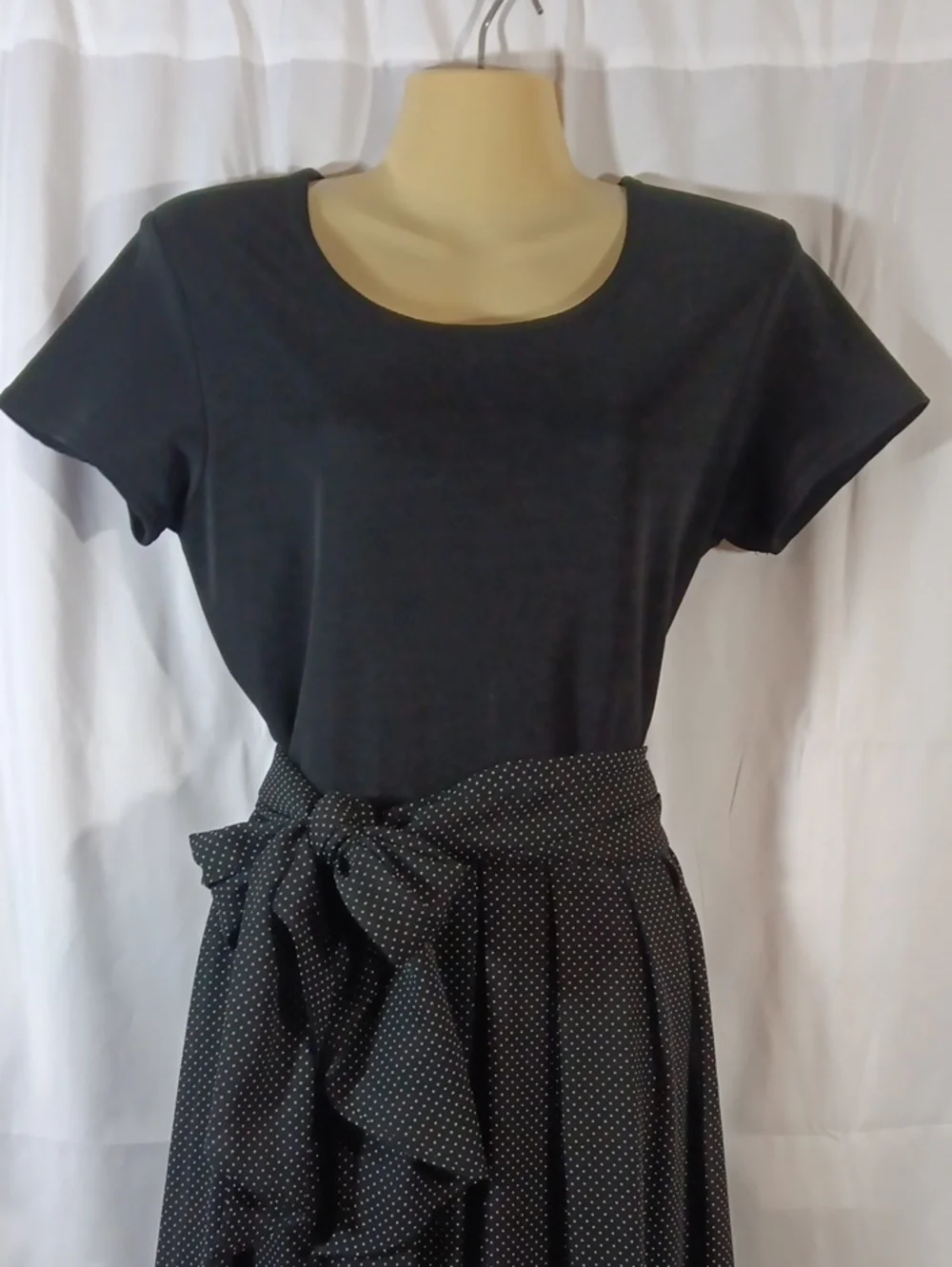 CDC Vintage Womens 8 Jumpsuit Black Polka Dot Wide Leg High Rise Waist Tie - Picture 2 of 14
